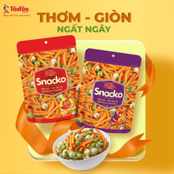 Bánh que và Đậu Hòa Lan vị gà cay, tôm cay Tân Tân - Xâu 11 gói 20g - Hình ảnh 2